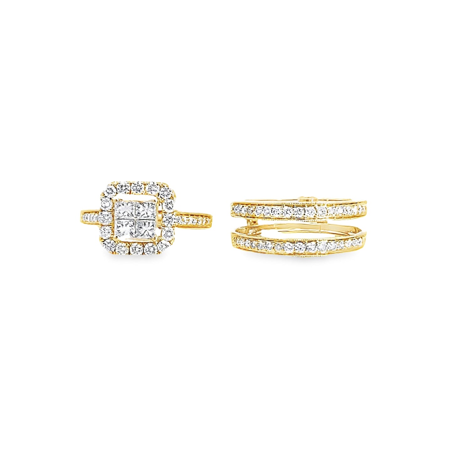 14K Yellow Gold Diamond Bridal Set Size 6 4.8Dwt