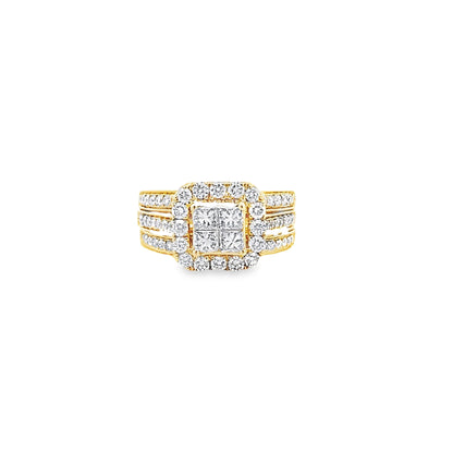 14K Yellow Gold Diamond Bridal Set Size 6 4.8Dwt