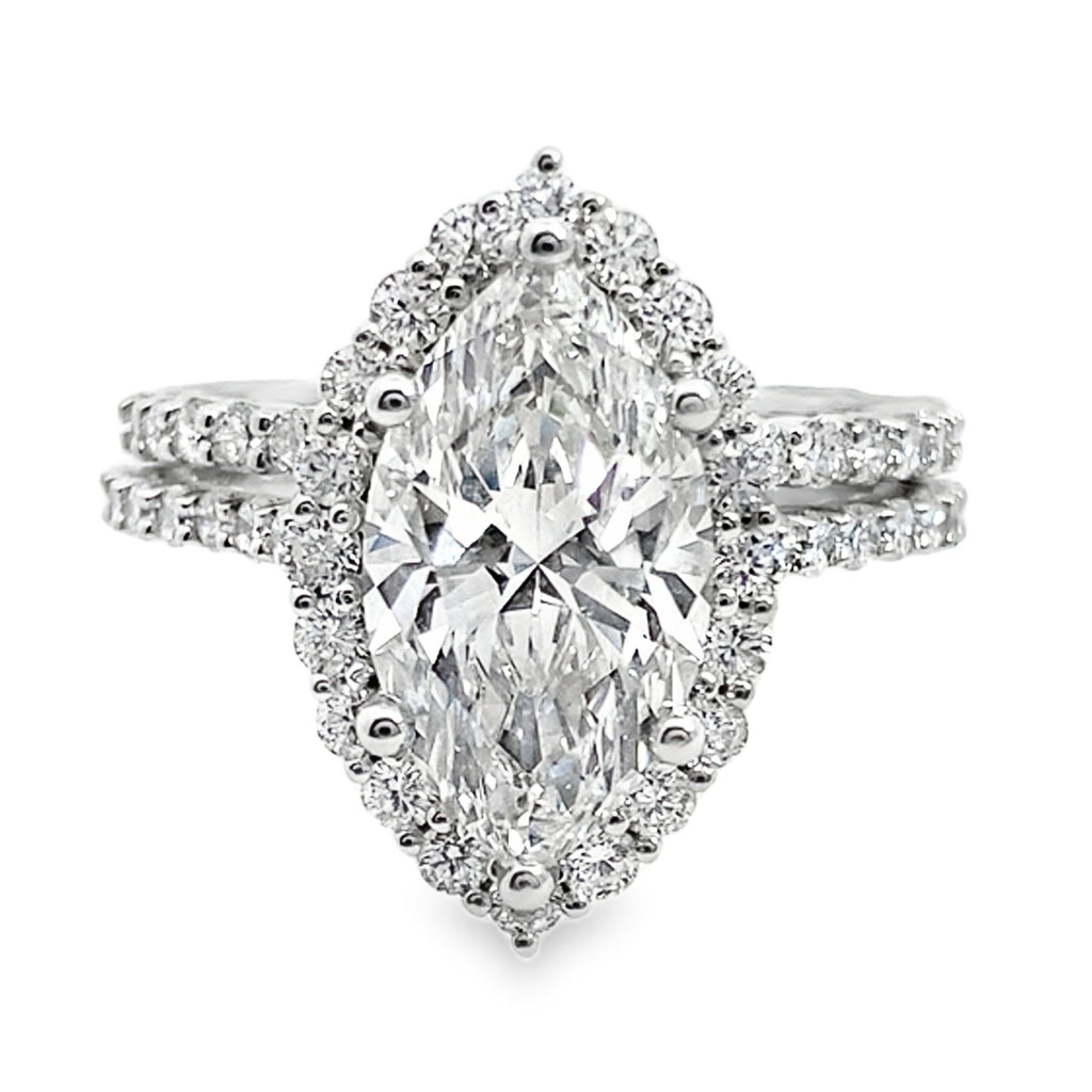 4.0Ct 14K White Gold Lab Grown Diamond Wedding Set Ring Size 7 4.0Dwt