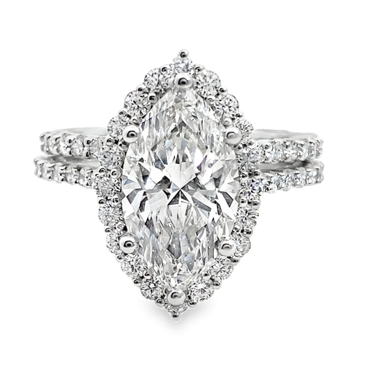 4.0Ct 14K White Gold Lab Grown Diamond Wedding Set Ring Size 7 4.0Dwt