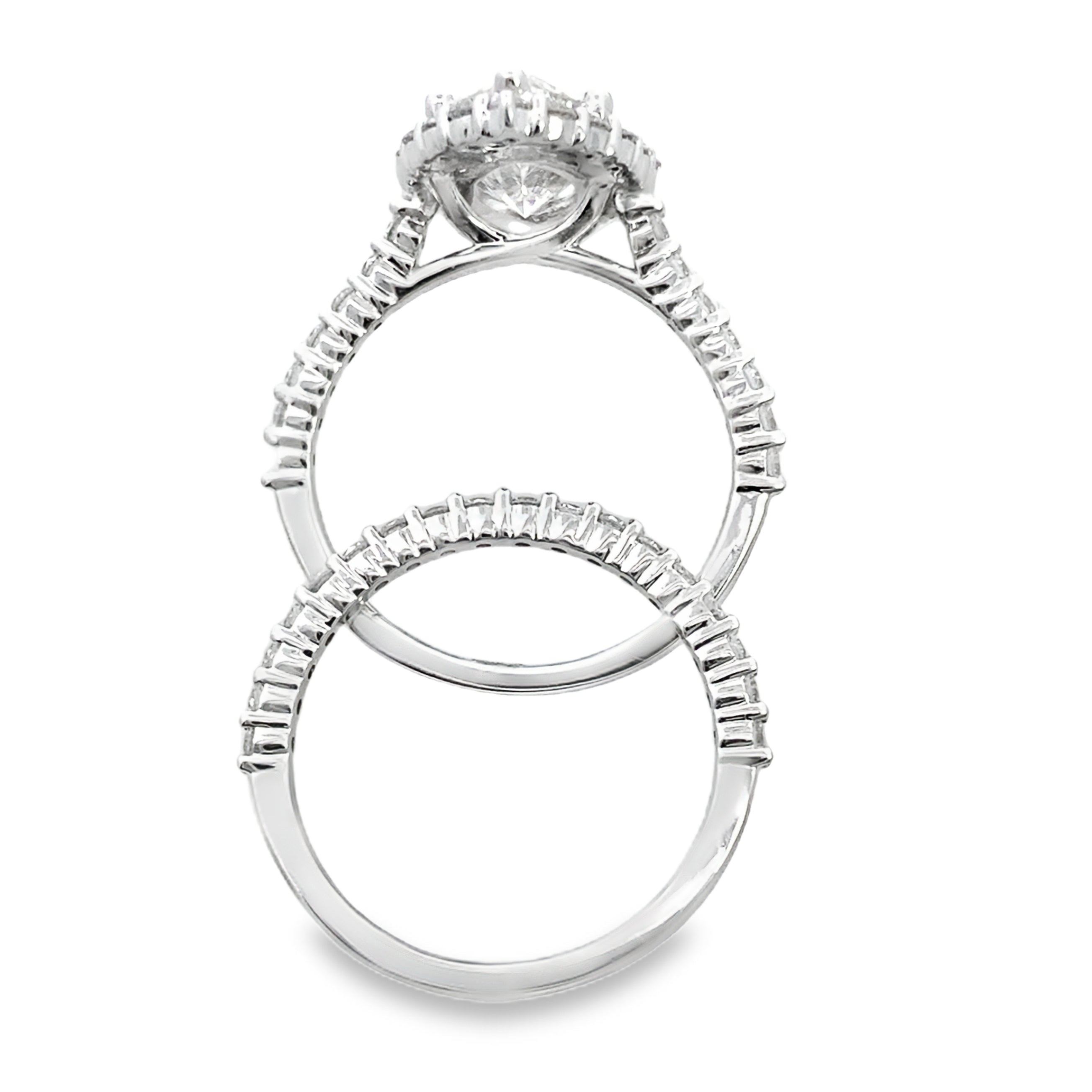 4.0Ct 14K White Gold Lab Grown Diamond Wedding Set Ring Size 7 4.0Dwt