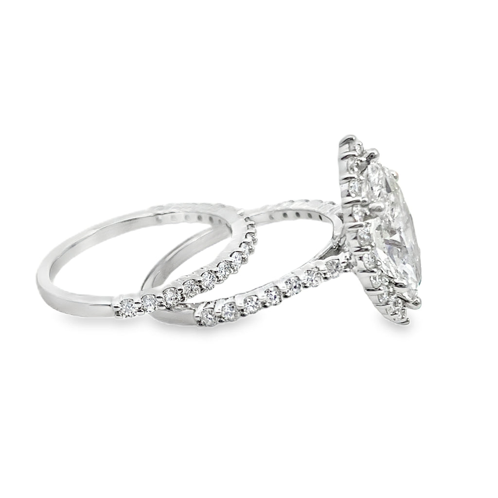 4.0Ct 14K White Gold Lab Grown Diamond Wedding Set Ring Size 7 4.0Dwt