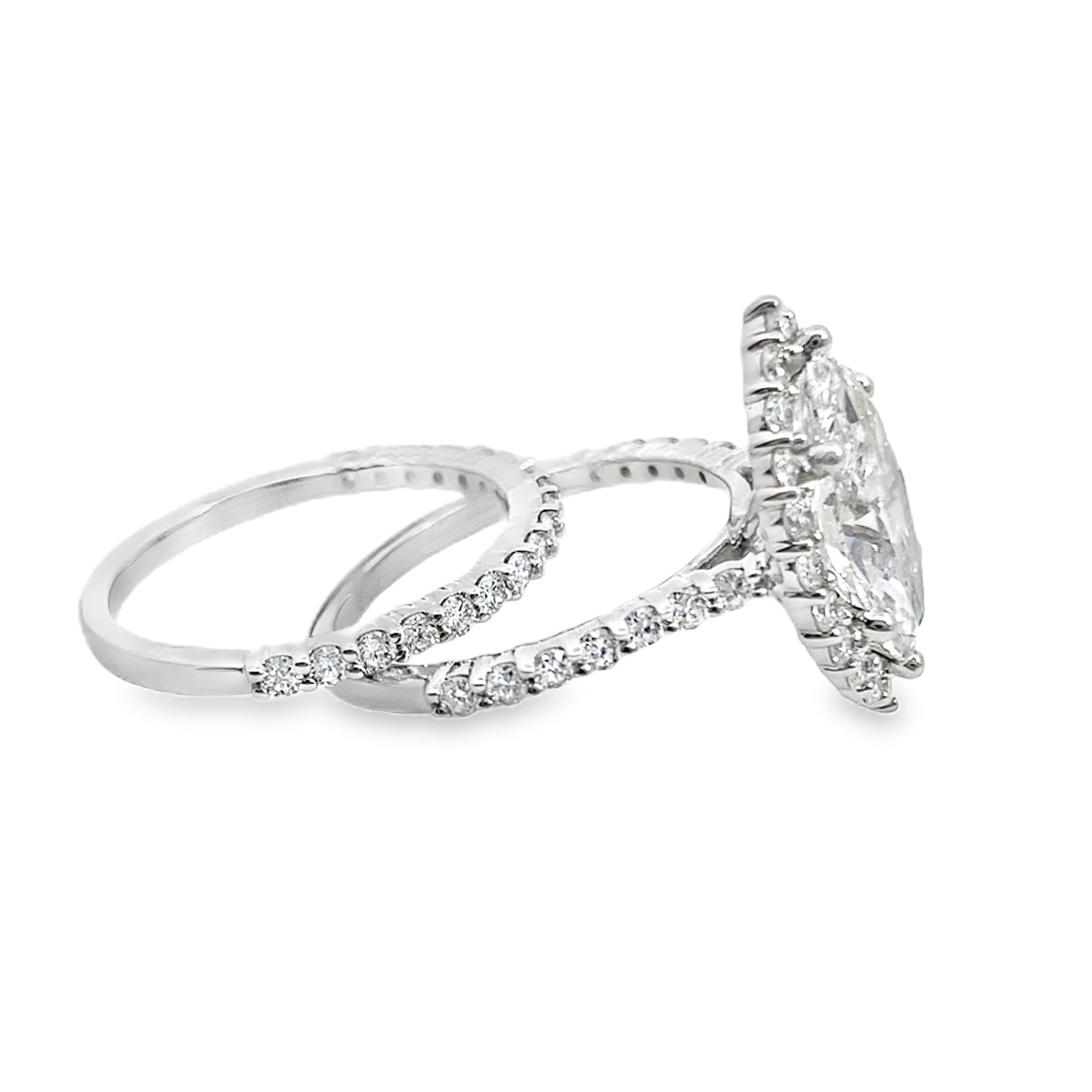 4.0Ct 14K White Gold Lab Grown Diamond Wedding Set Ring Size 7 4.0Dwt