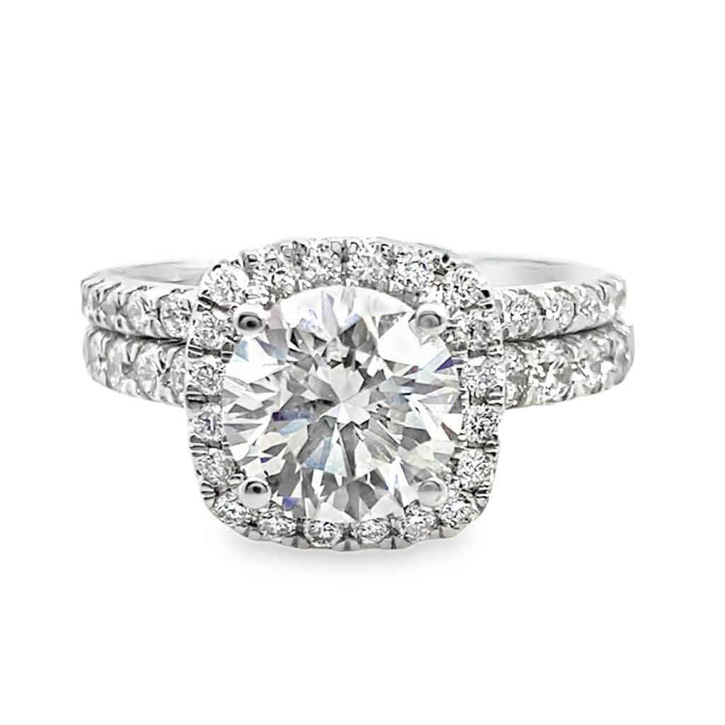 2.03Ct 14K White Gold Lab Grown Diamond Wedding Set Ring Size 7 4.6Dwt