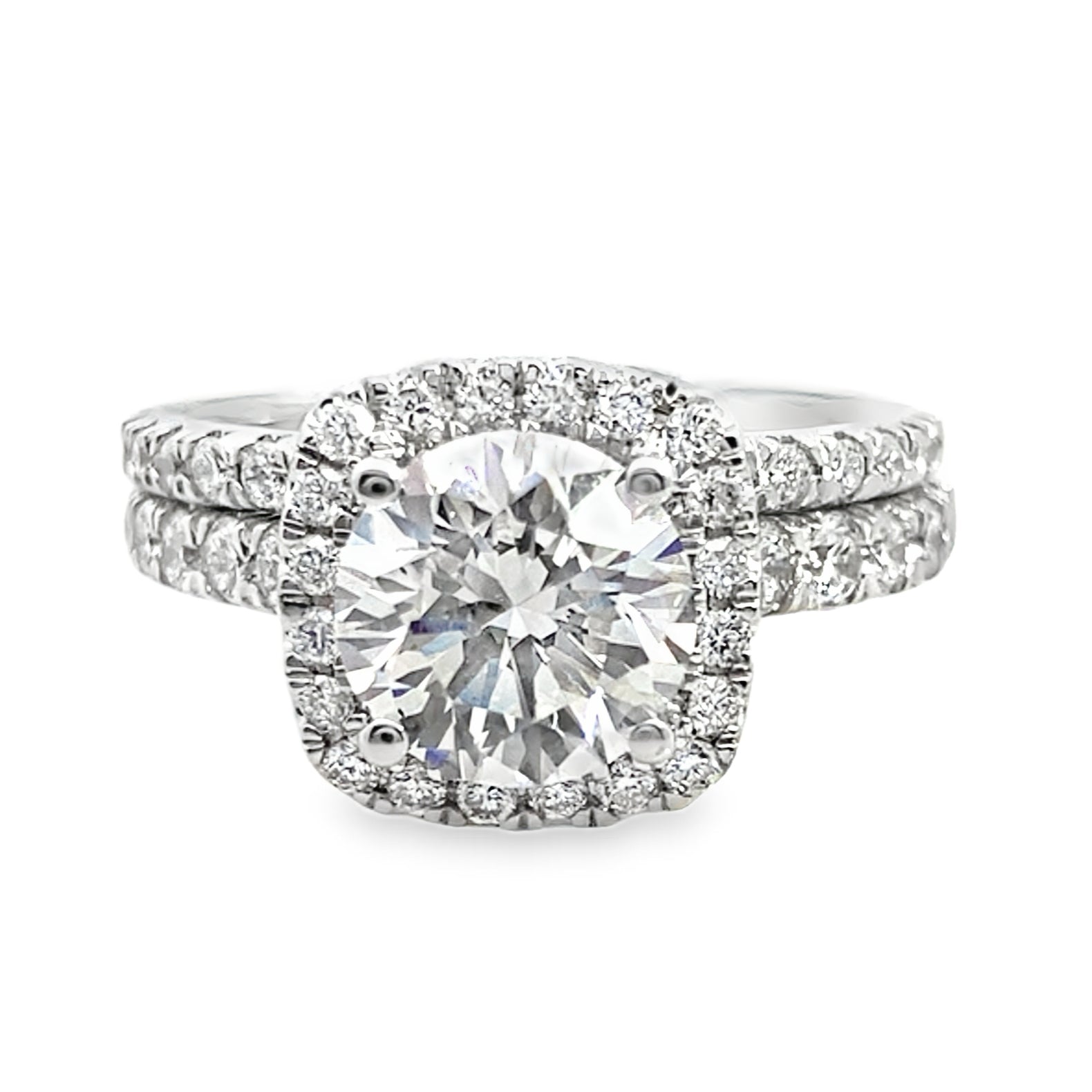 2.03Ct 14K White Gold Lab Grown Diamond Wedding Set Ring Size 7 4.6Dwt