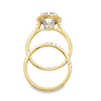 3.00Ct 14K Yellow Gold Lab Grown Diamond Wedding Set Ring Size 7 3.7Dwt