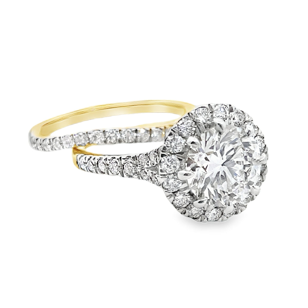 3.00Ct 14K Yellow Gold Lab Grown Diamond Wedding Set Ring Size 7 3.7Dwt
