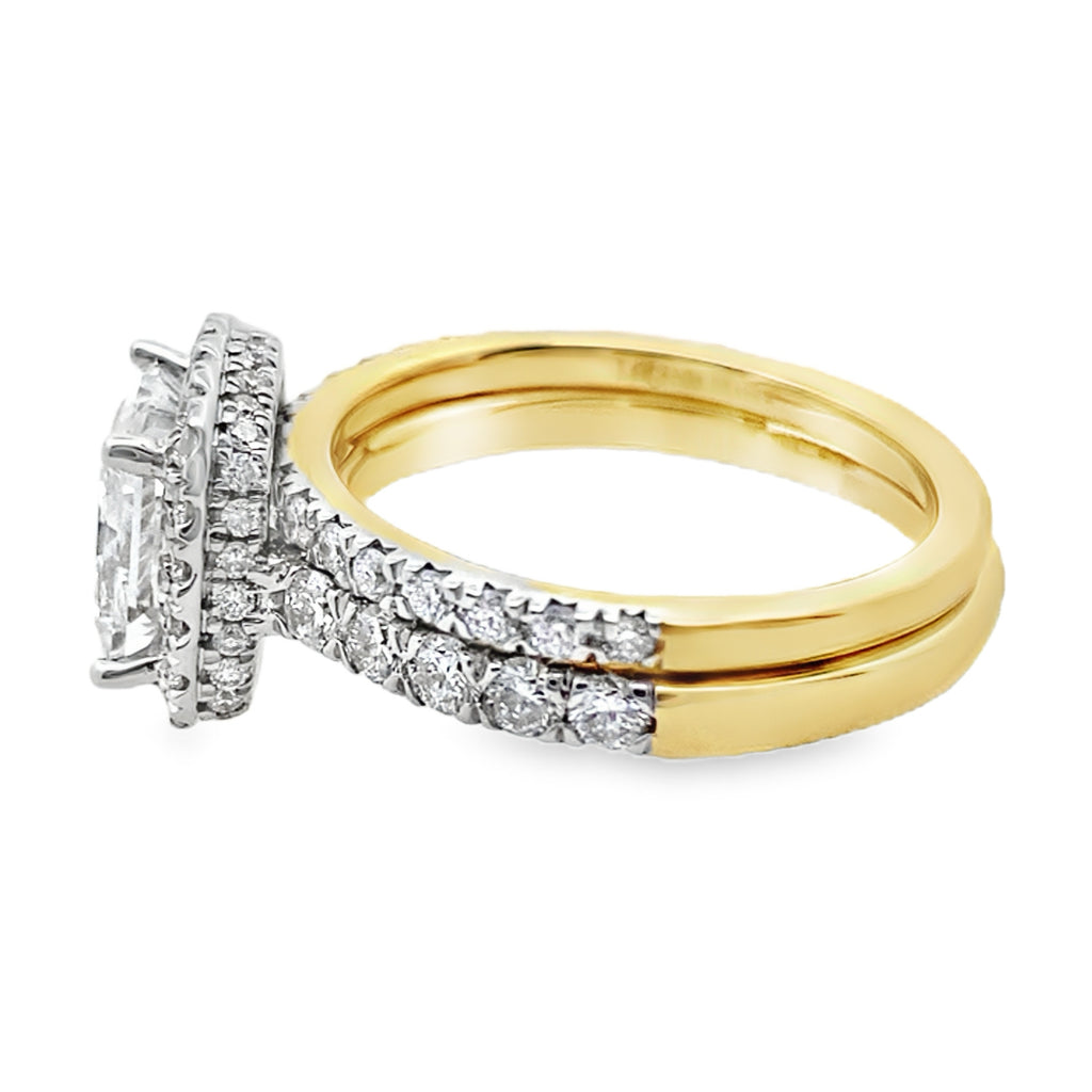 3.00Ct 14K Yellow Gold Lab Grown Diamond Wedding Set Ring Size 7 4.4Dwt