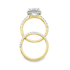 3.00Ct 14K Yellow Gold Lab Grown Diamond Wedding Set Ring Size 7 4.4Dwt