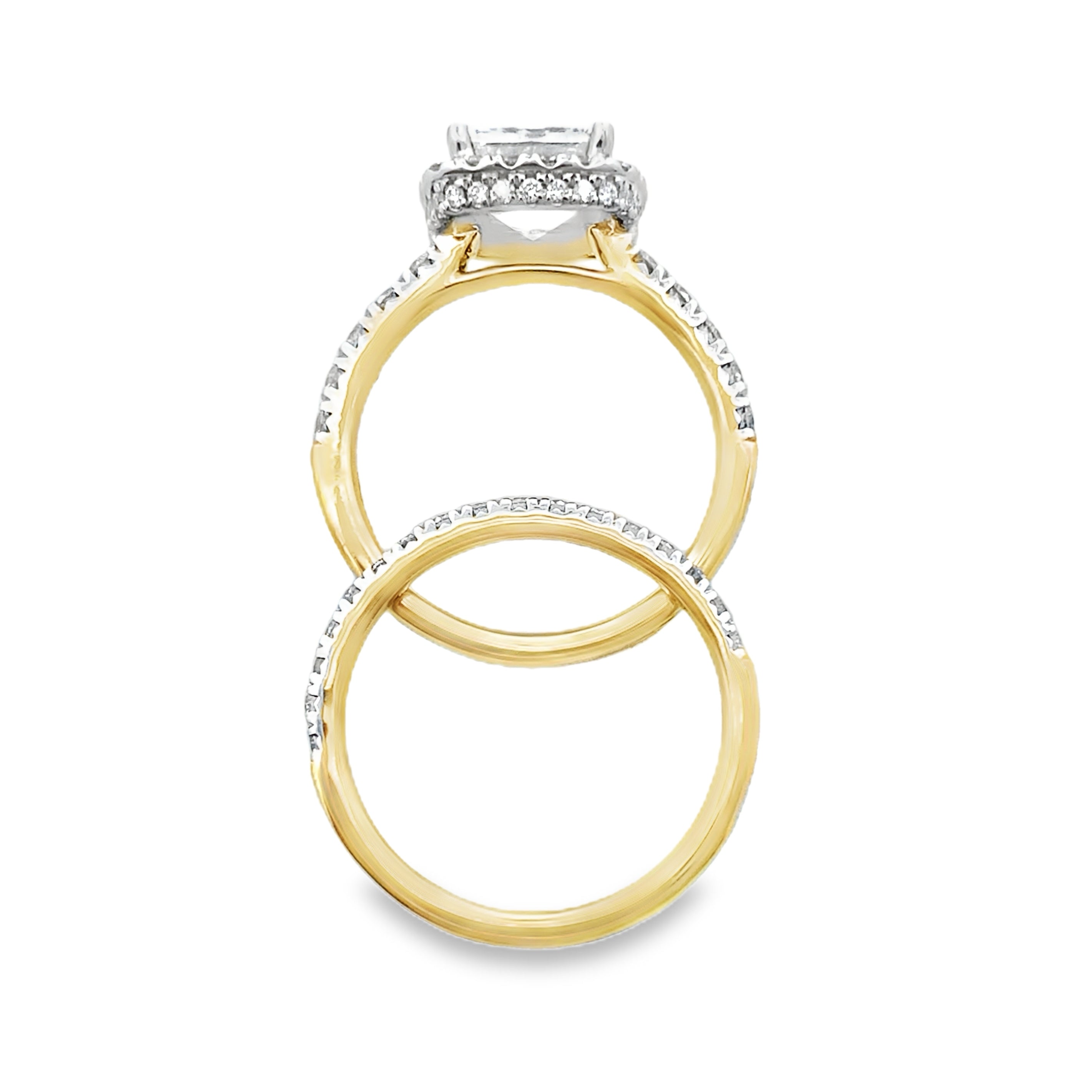 3.00Ct 14K Yellow Gold Lab Grown Diamond Wedding Set Ring Size 7 4.4Dwt