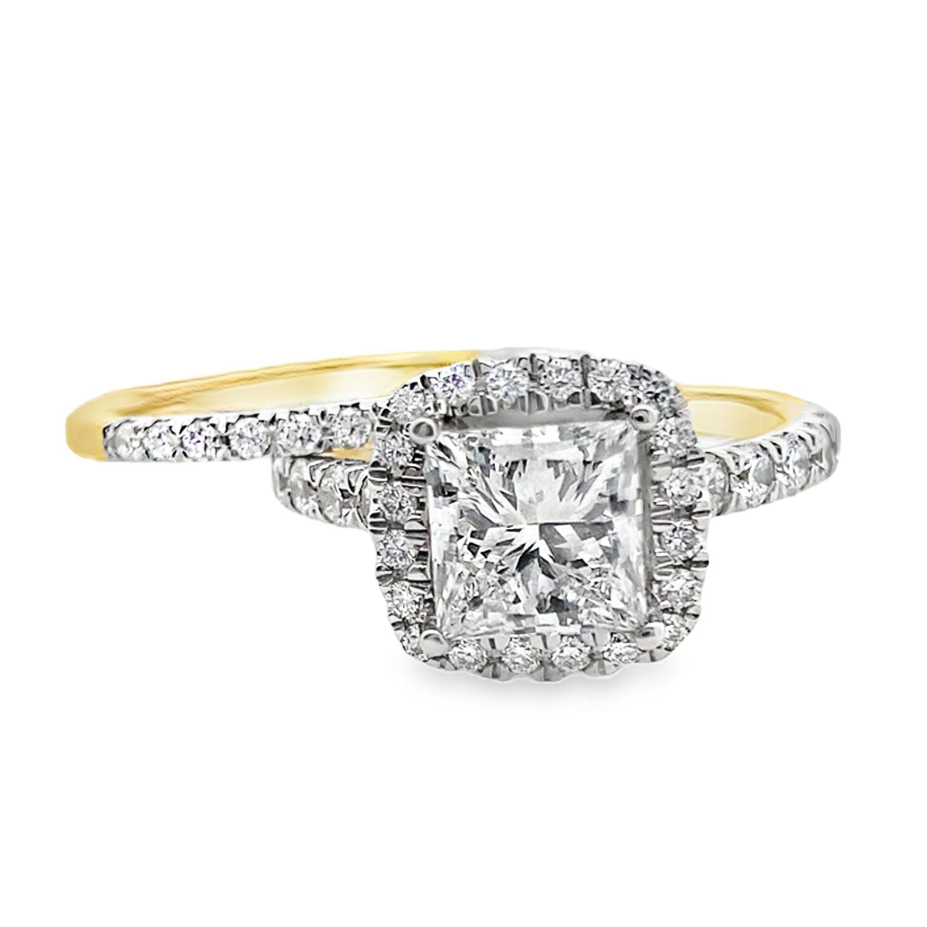 3.00Ct 14K Yellow Gold Lab Grown Diamond Wedding Set Ring Size 7 4.4Dwt