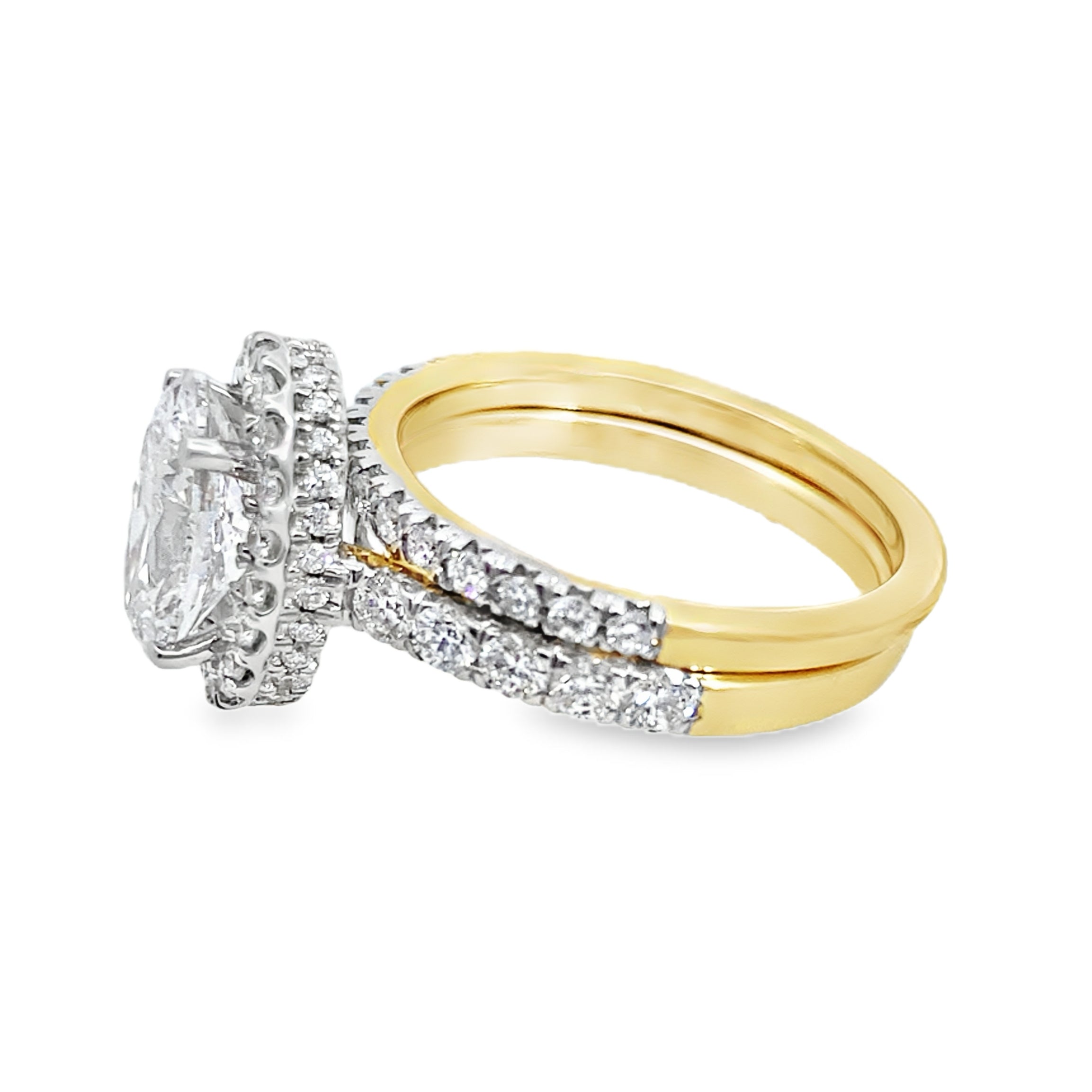 3.0 14K Yellow Gold Lab Grown Diamond Wedding Set Ring Size 7 4.4Dwt