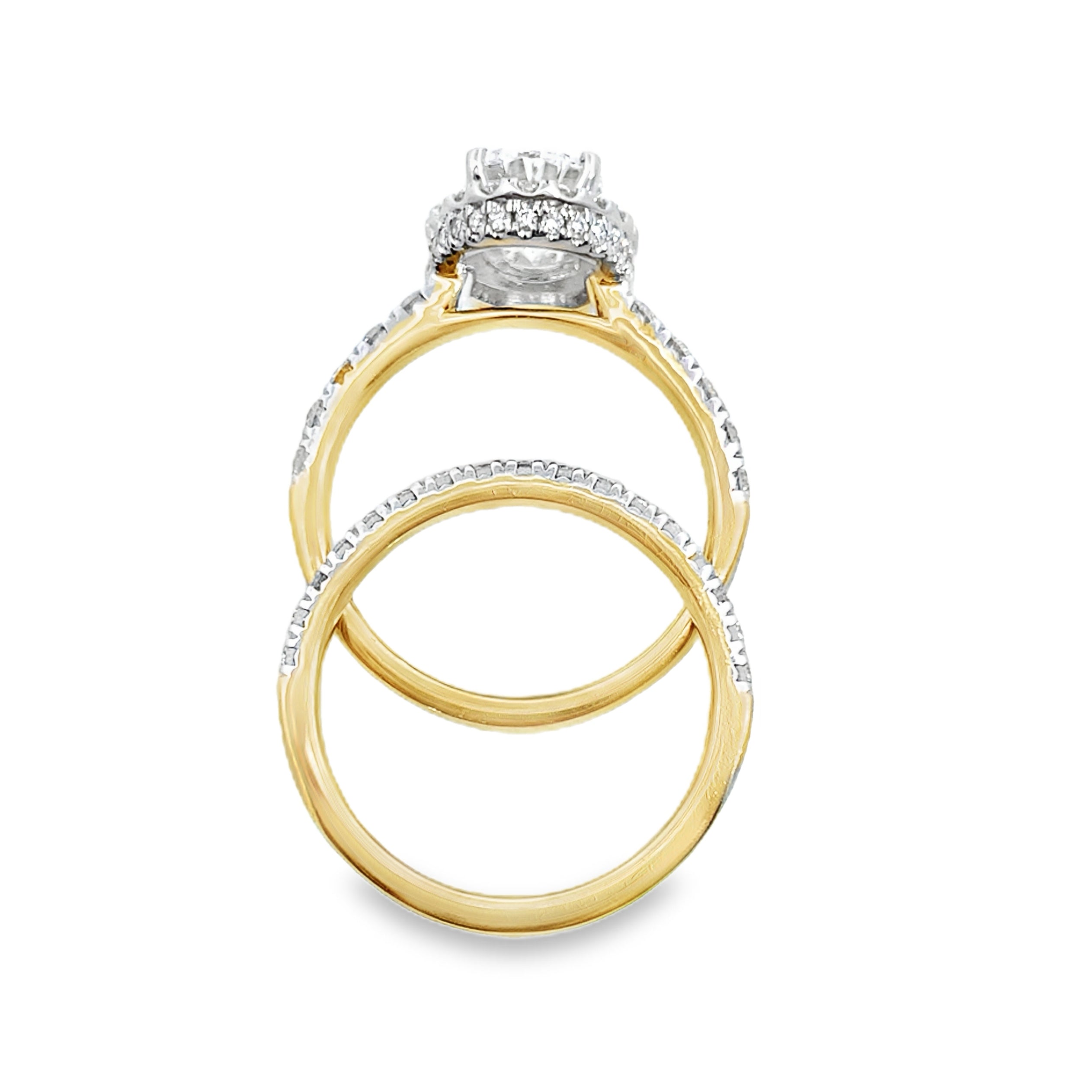 3.0 14K Yellow Gold Lab Grown Diamond Wedding Set Ring Size 7 4.4Dwt