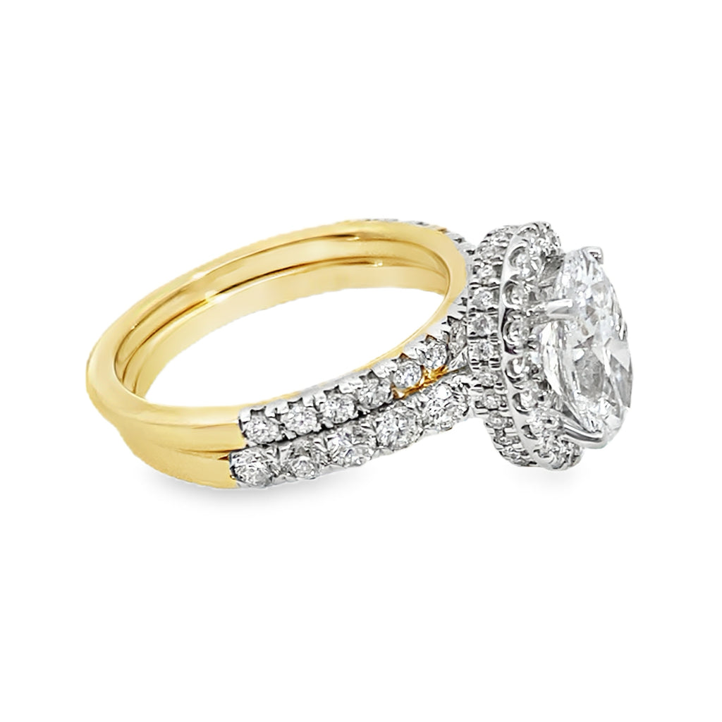 3.0 14K Yellow Gold Lab Grown Diamond Wedding Set Ring Size 7 4.4Dwt