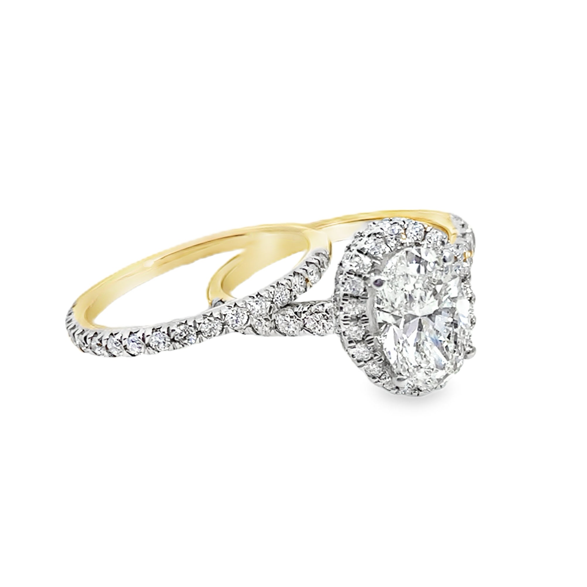3.0 14K Yellow Gold Lab Grown Diamond Wedding Set Ring Size 7 4.4Dwt