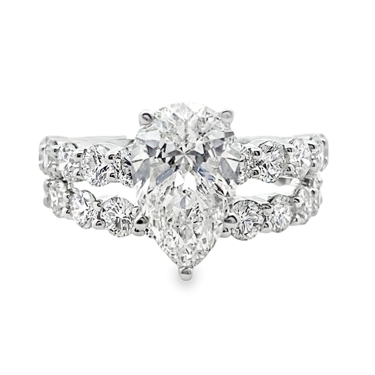 4.00Ct 14K White Gold Lab Grown Diamond Wedding Set Ring Size 7  3.7Dwt