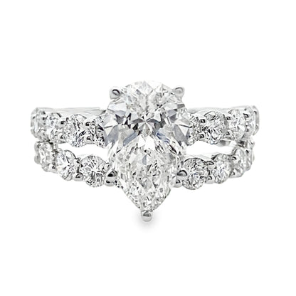 4.00Ct 14K White Gold Lab Grown Diamond Wedding Set Ring Size 7  3.7Dwt
