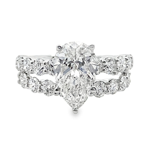 4.00Ct 14K White Gold Lab Grown Diamond Wedding Set Ring Size 7  3.7Dwt