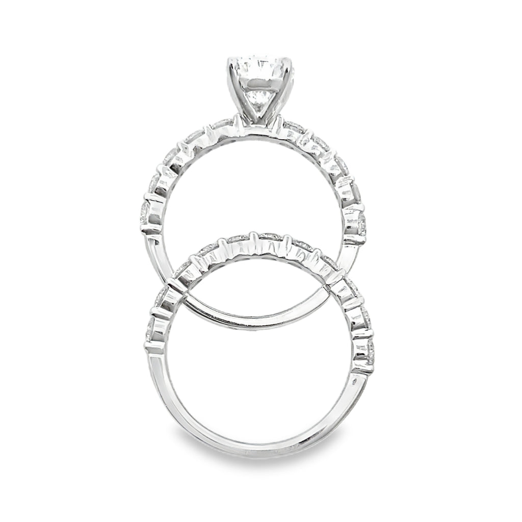 4.00Ct 14K White Gold Lab Grown Diamond Wedding Set Ring Size 7  3.7Dwt