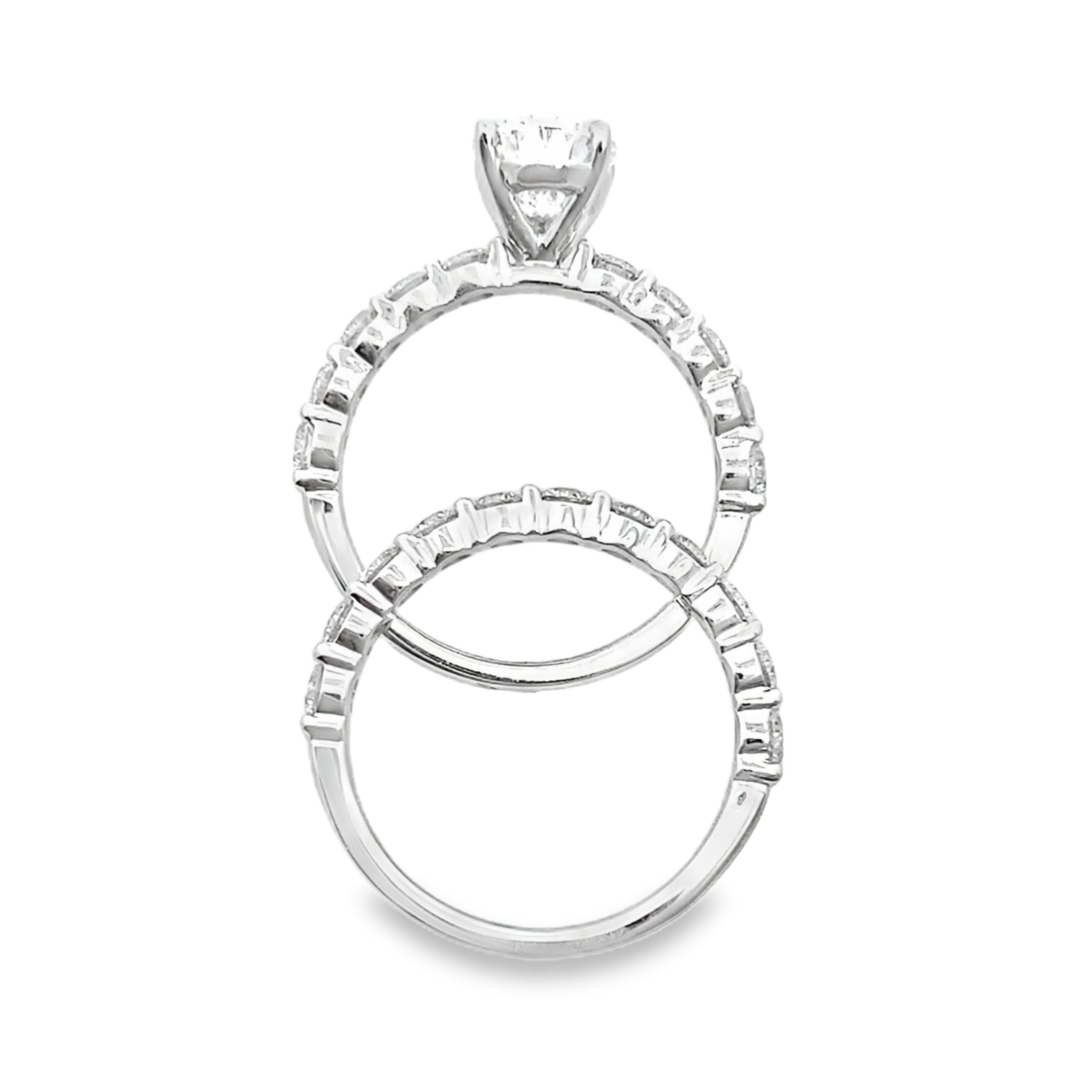 4.00Ct 14K White Gold Lab Grown Diamond Wedding Set Ring Size 7  3.7Dwt