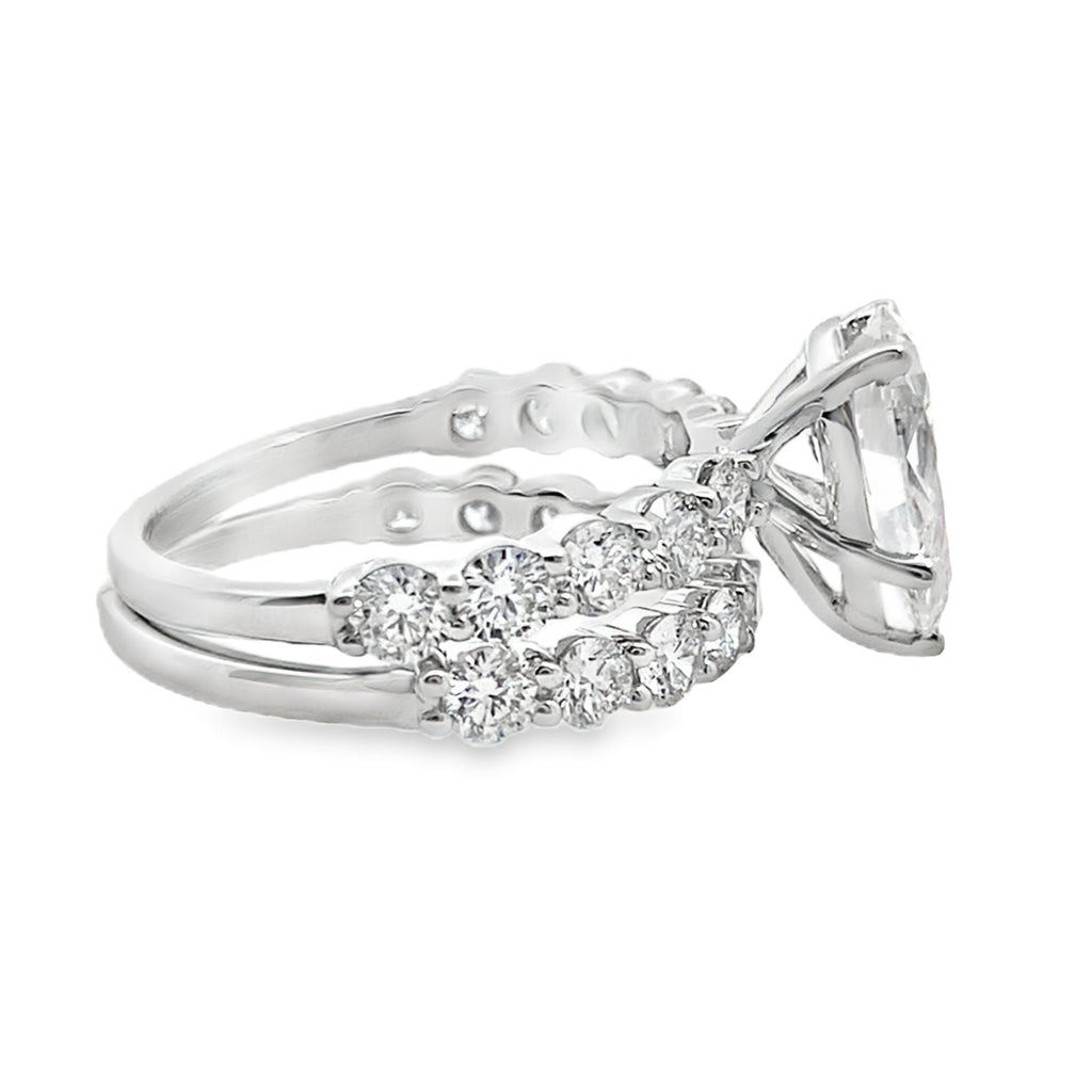 4.00Ct 14K White Gold Lab Grown Diamond Wedding Set Ring Size 7  3.7Dwt