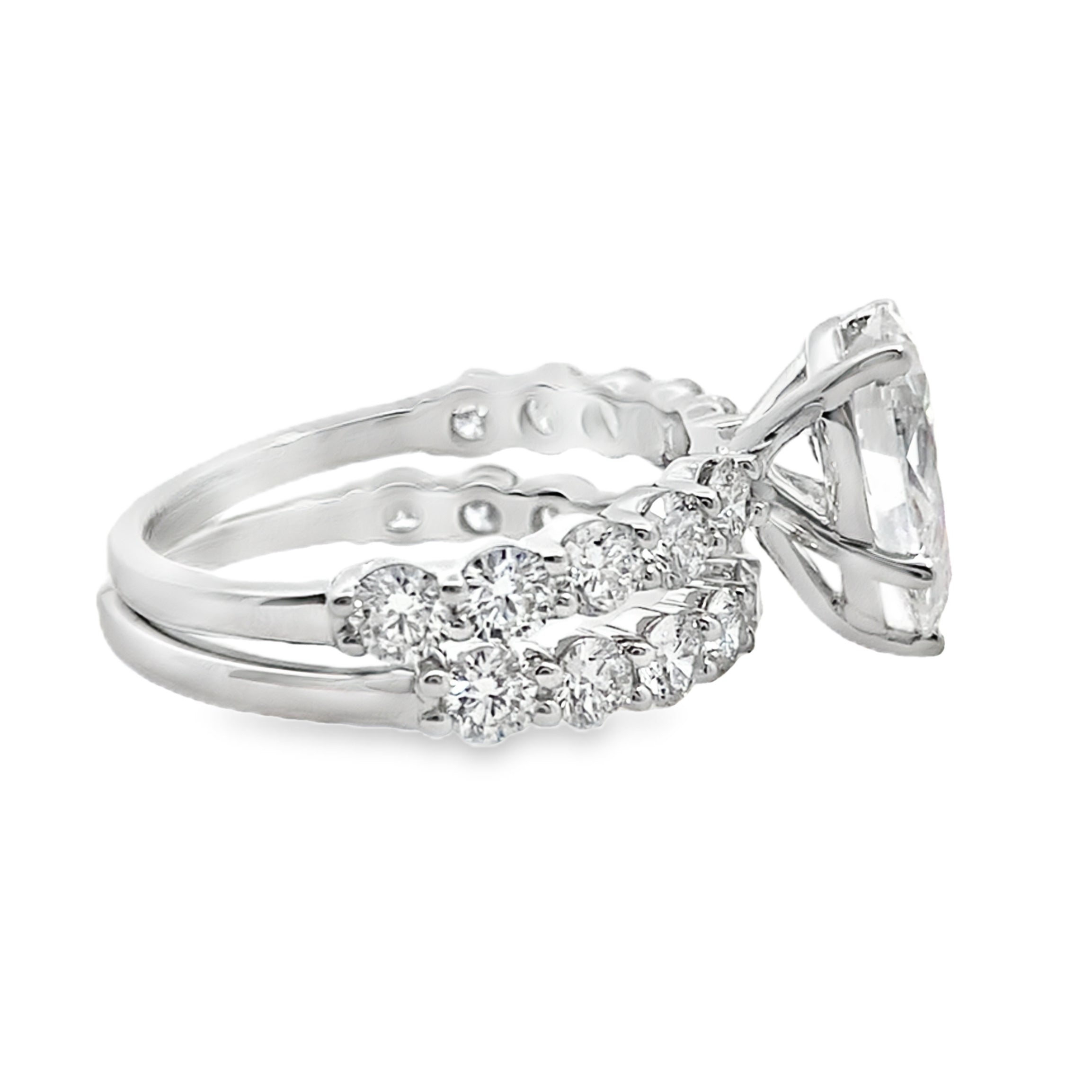 4.00Ct 14K White Gold Lab Grown Diamond Wedding Set Ring Size 7  3.7Dwt