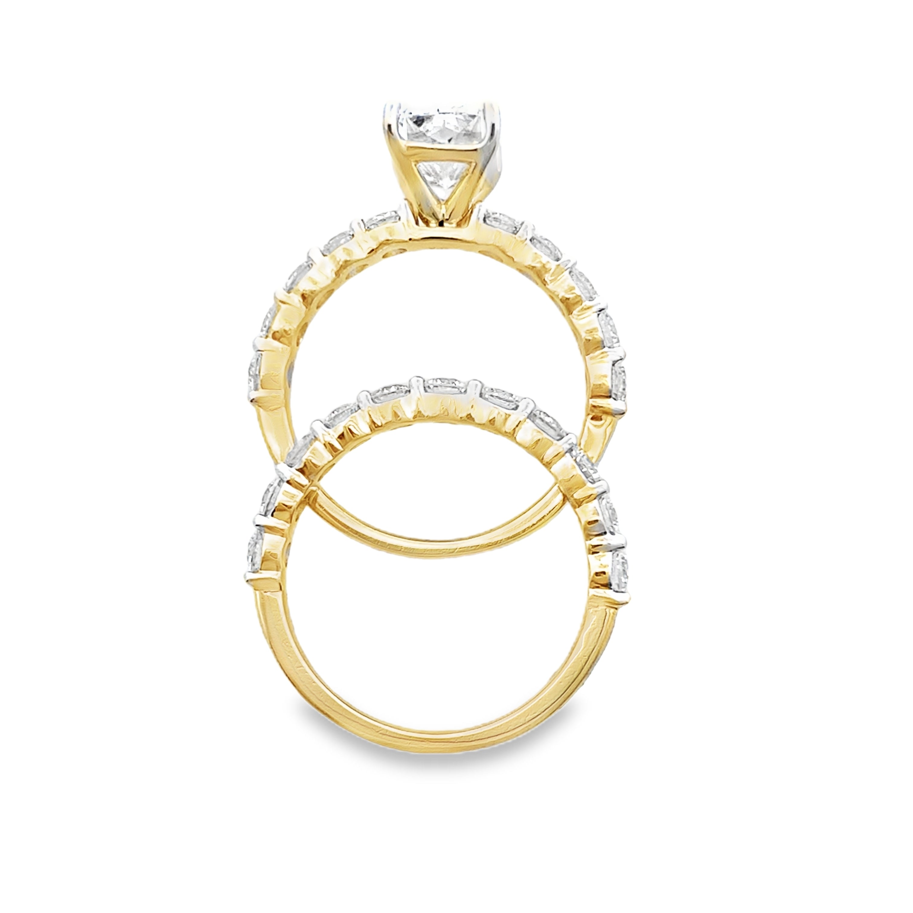 4.0Ct 14K Yellow Gold Lab Grown Diamond Wedding Set Ring Size 7 3.6Dwt