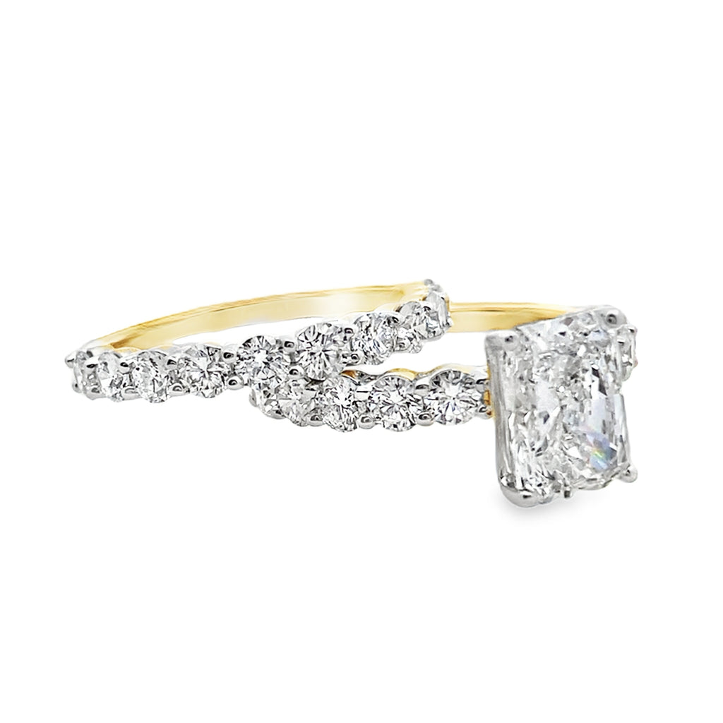 4.0Ct 14K Yellow Gold Lab Grown Diamond Wedding Set Ring Size 7 3.6Dwt