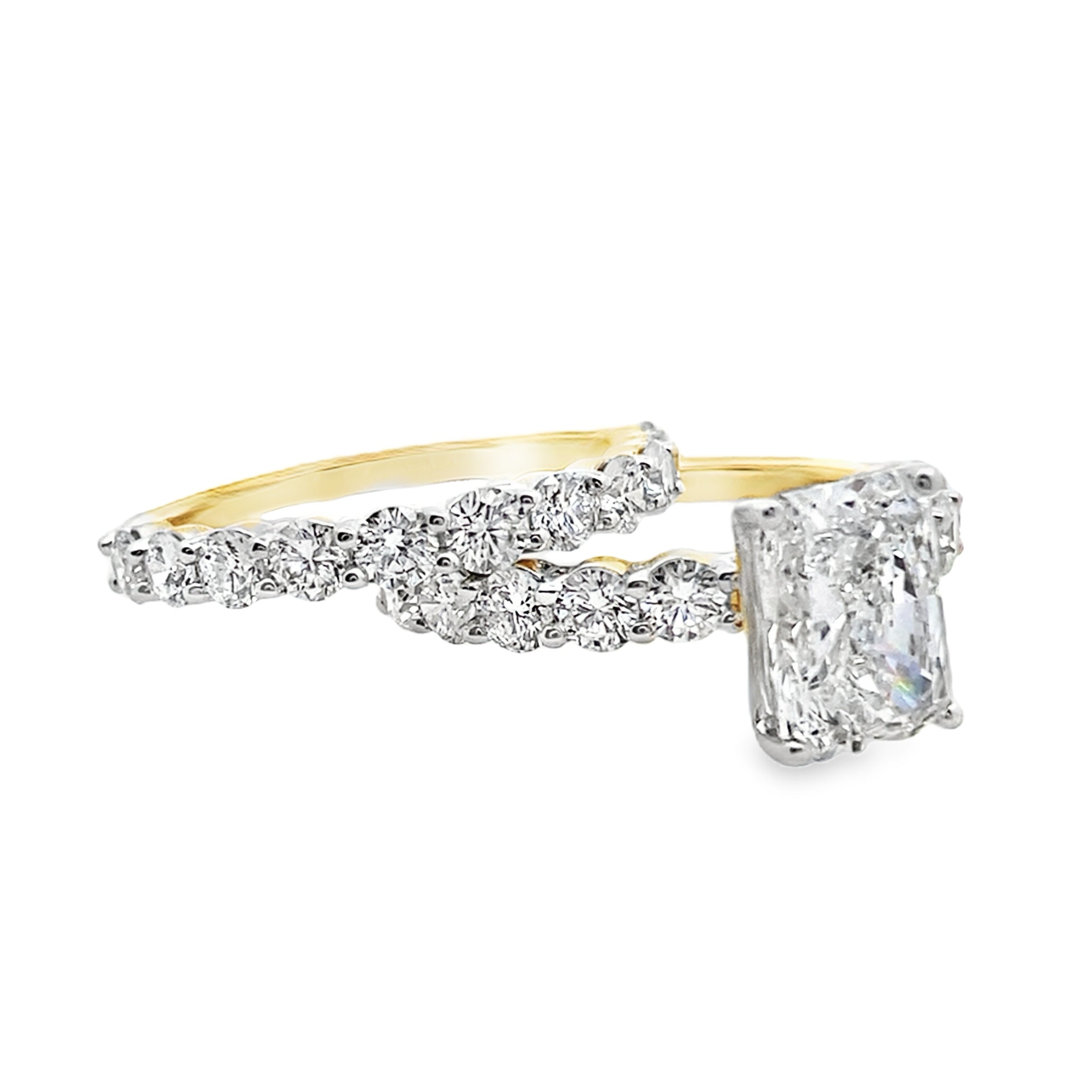 4.0Ct 14K Yellow Gold Lab Grown Diamond Wedding Set Ring Size 7 3.6Dwt
