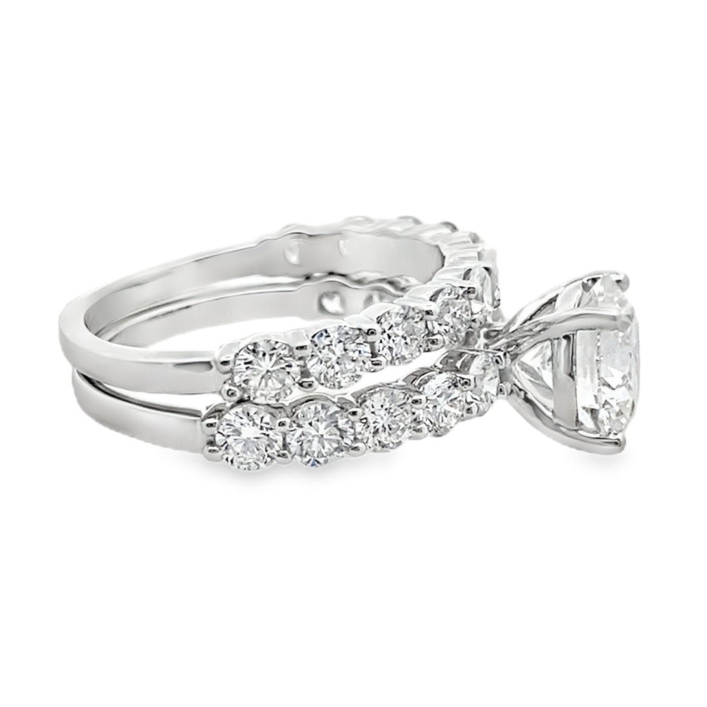 4.0Ct 14K White Gold Lab Grown Diamond Wedding Set Ring Size 7 3.8Dwt