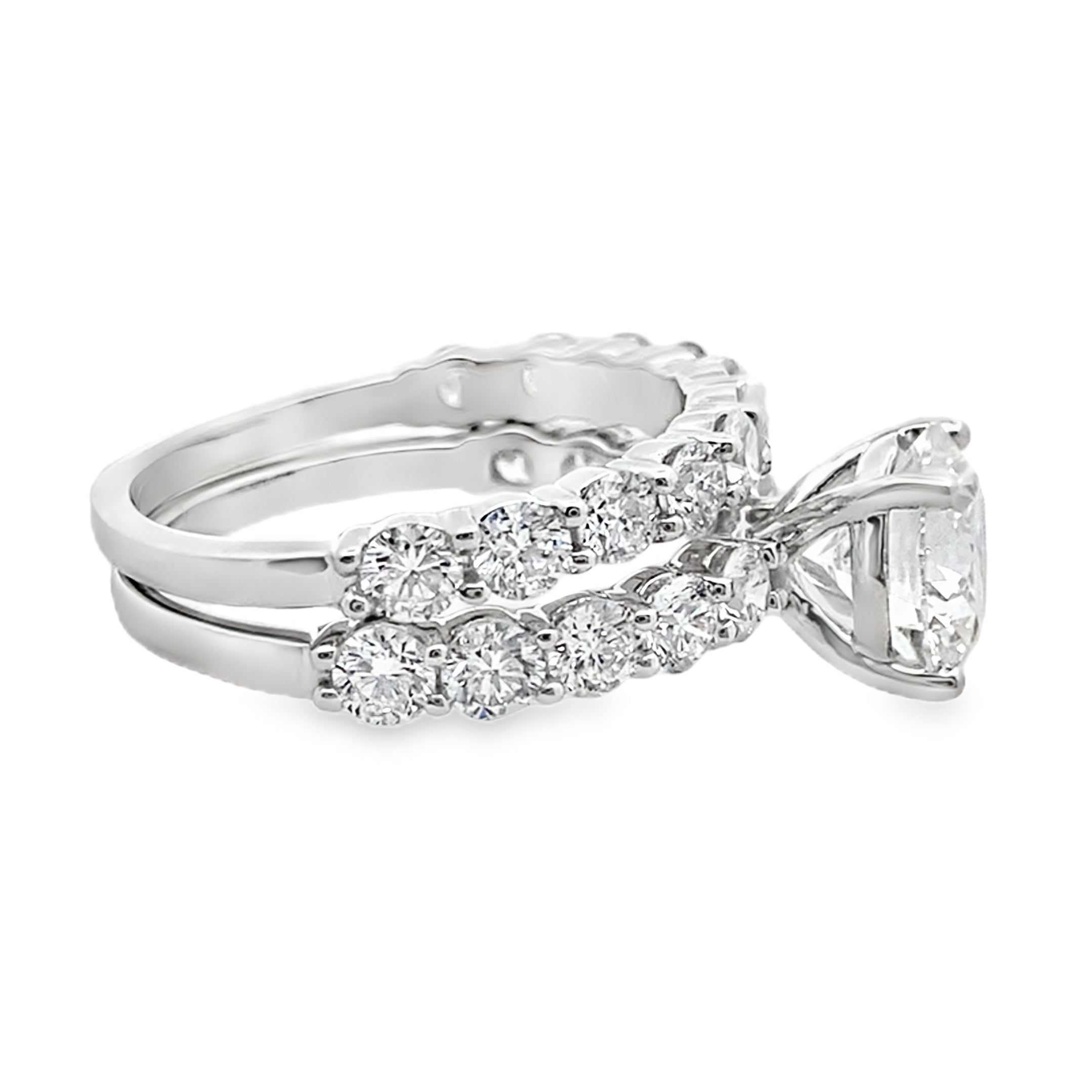 4.0Ct 14K White Gold Lab Grown Diamond Wedding Set Ring Size 7 3.8Dwt