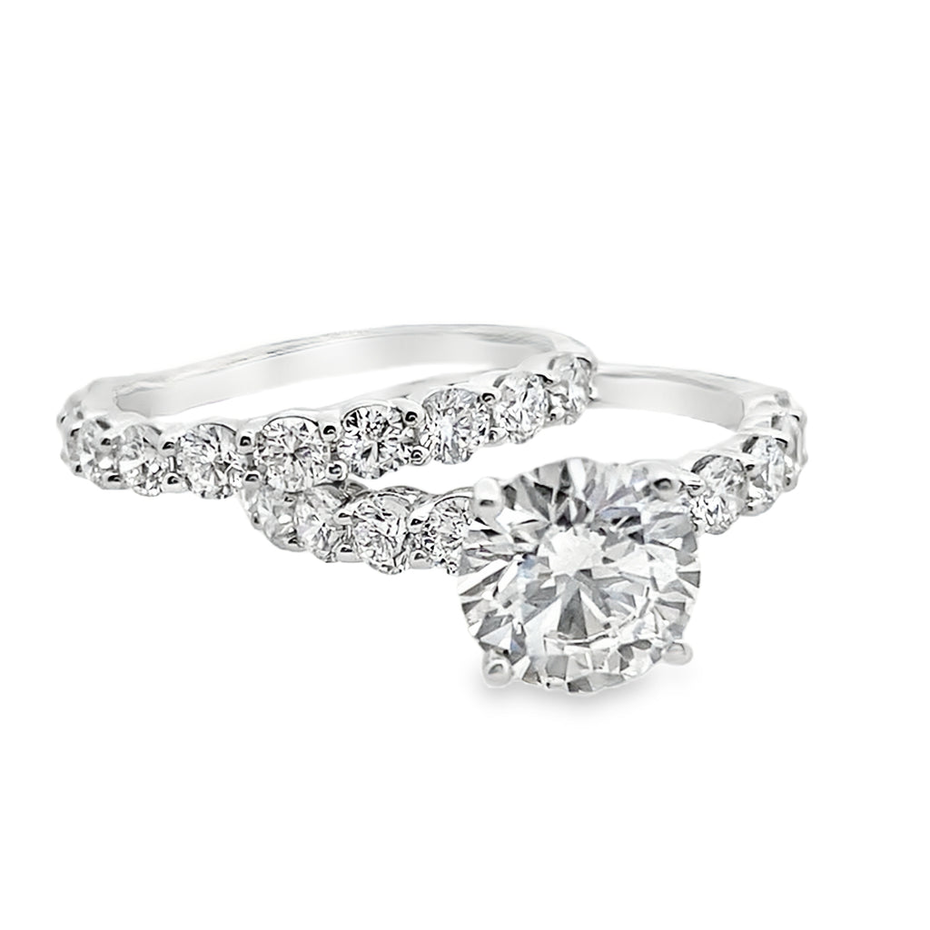 4.0Ct 14K White Gold Lab Grown Diamond Wedding Set Ring Size 7 3.8Dwt