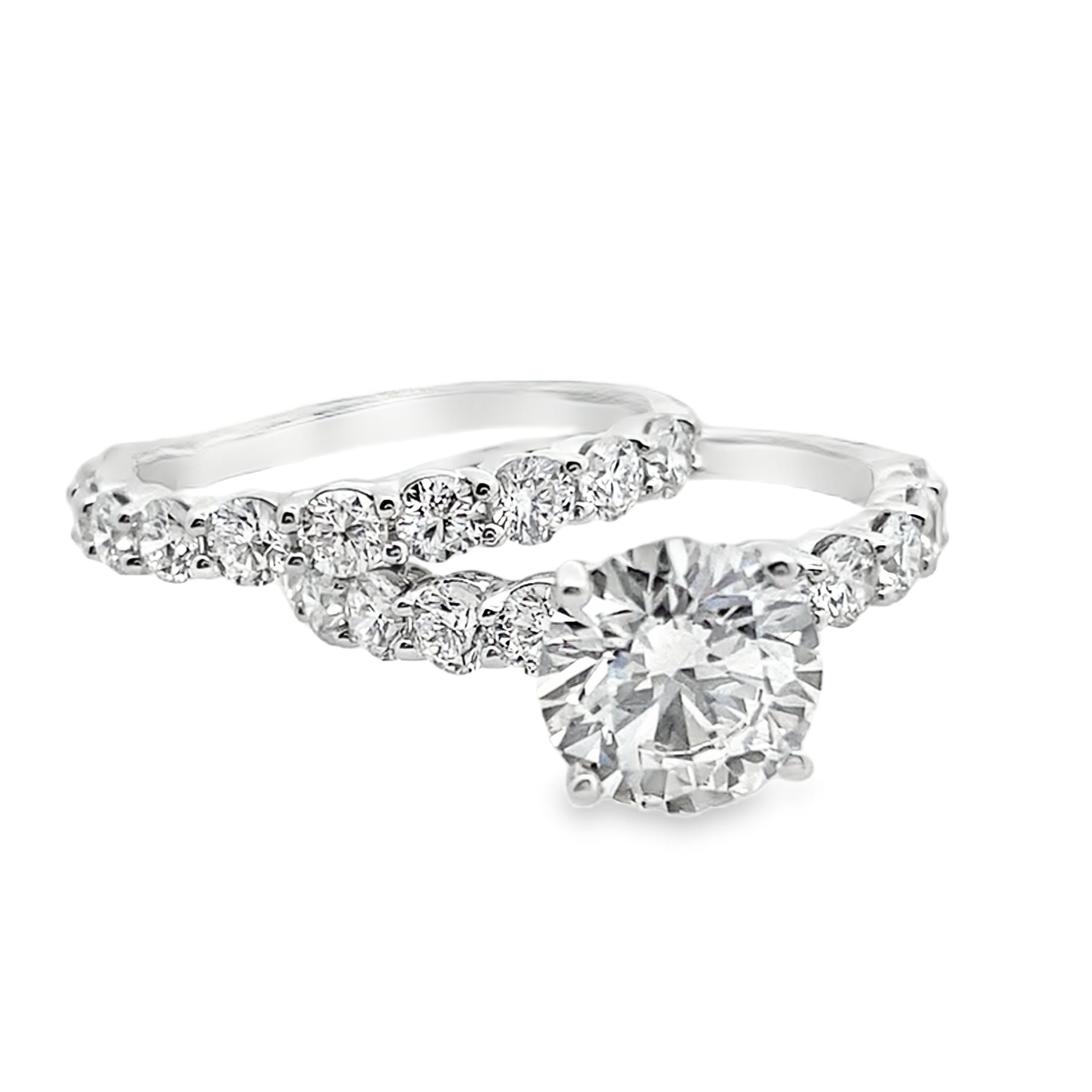 4.0Ct 14K White Gold Lab Grown Diamond Wedding Set Ring Size 7 3.8Dwt