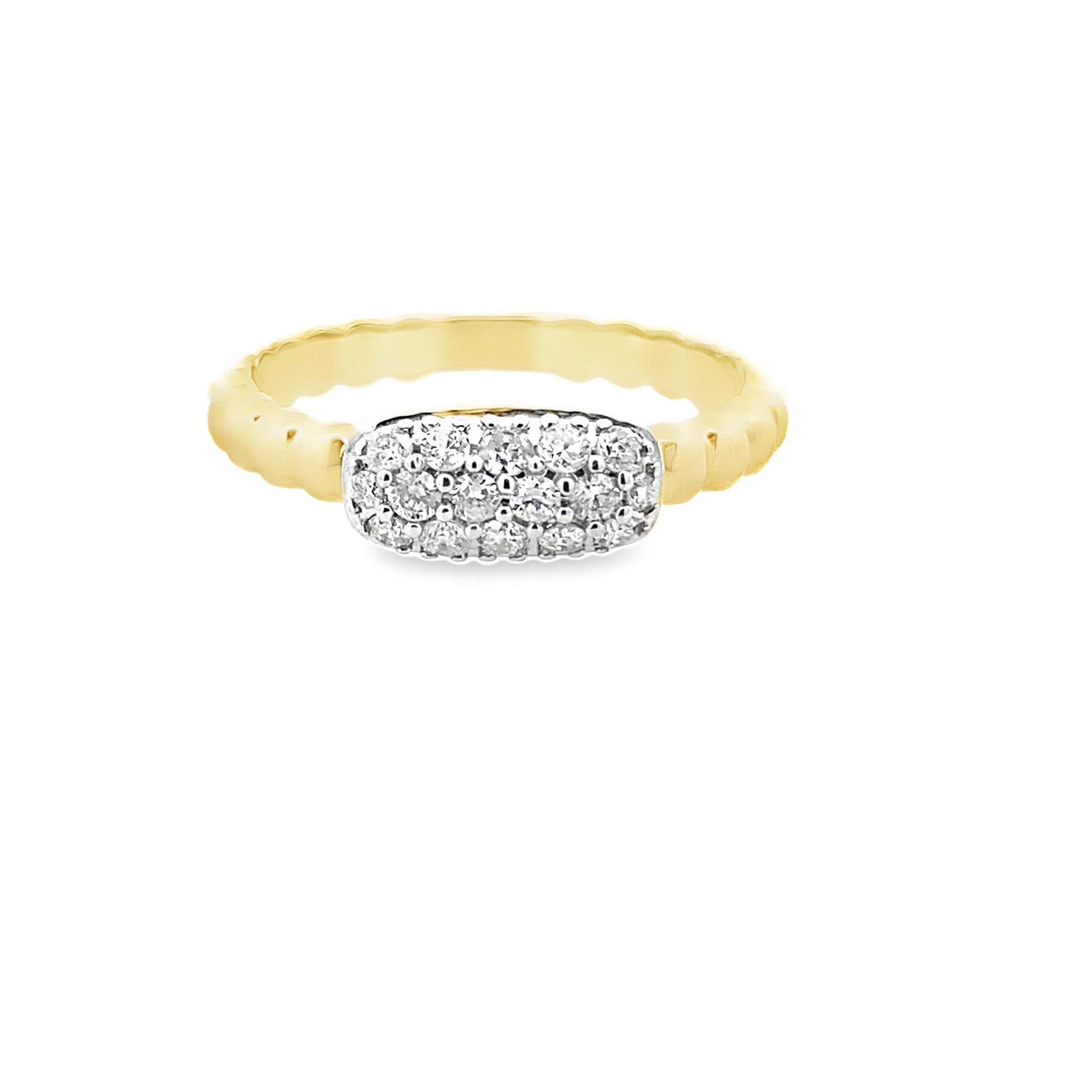0.25Ctw 14K Yellow Gold Diamond Fashion Ring Size 7 1.9Dwt