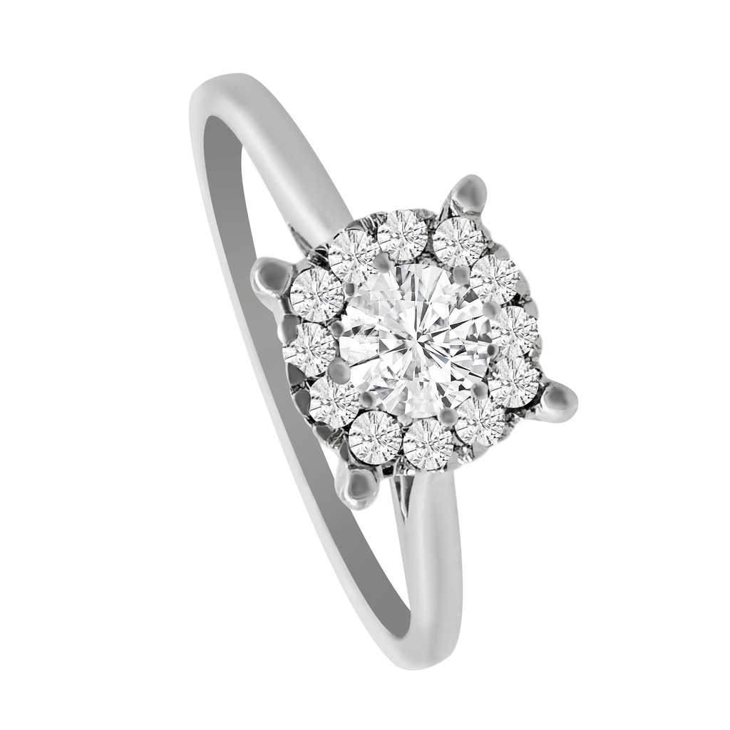 0.25Ct 14K White  Gold Diamond Engagement Rings Size 7 1.1Dwt