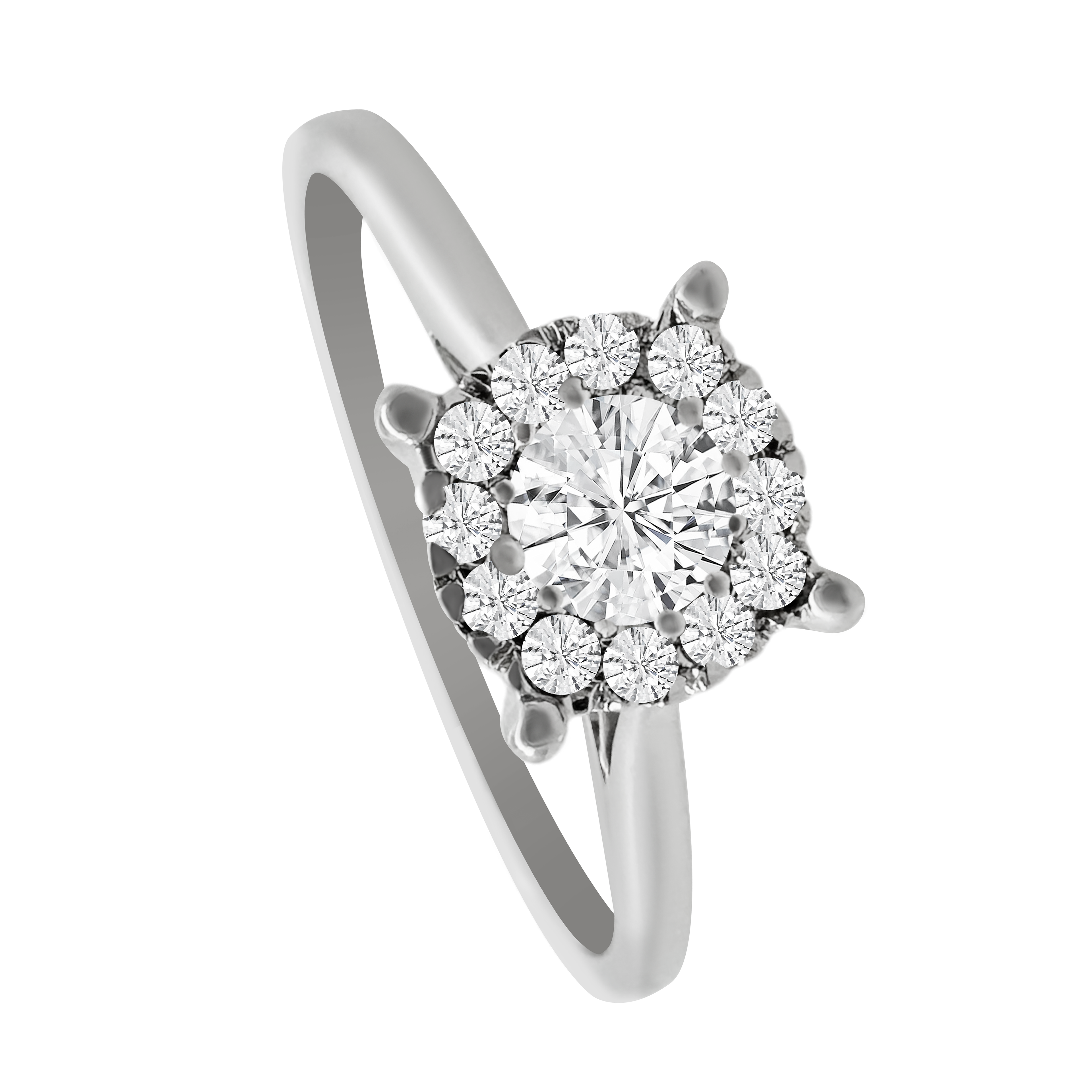 0.25Ct 14K White  Gold Diamond Engagement Rings Size 7 1.1Dwt