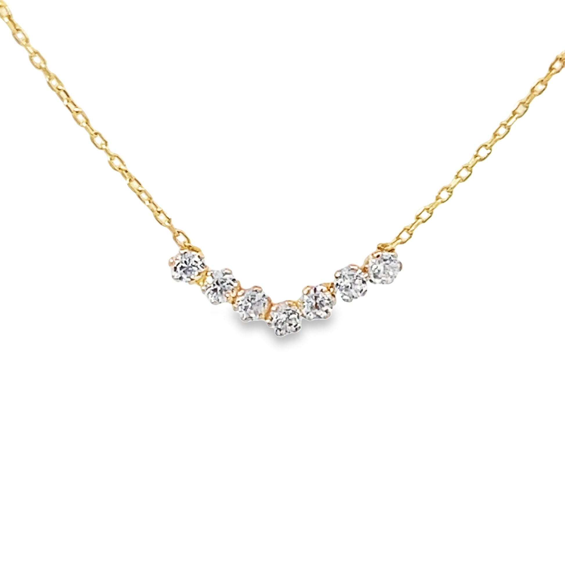 14K Yellow Gold Cz Pendant Necklace 18In