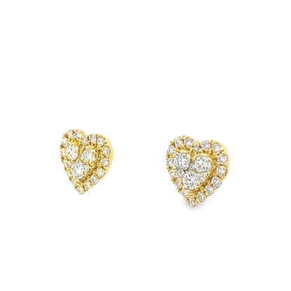0.50Ctw 14K Yellow Gold Diamond Heart Stud Earrings