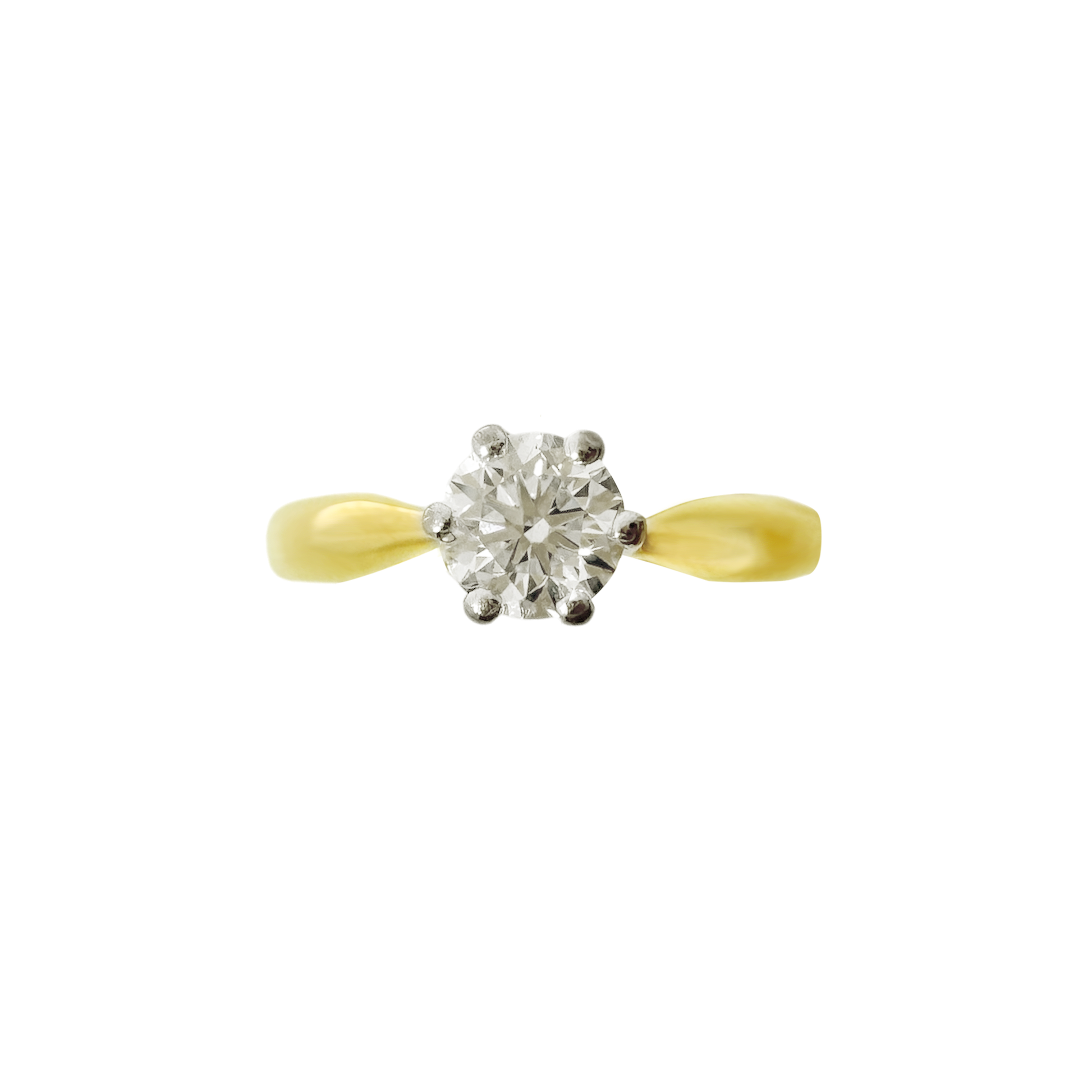 0.40Ct 18K Two Tone Gold Round Brilliant Diamond Engagement Ring Size 6.25 1.7Dwt