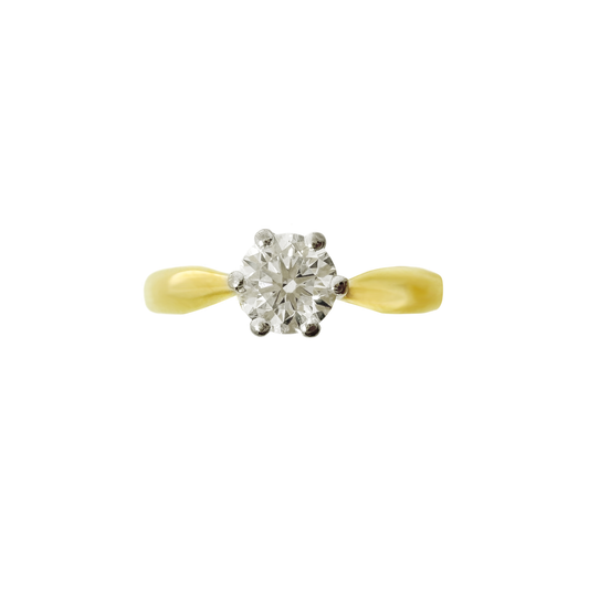 0.40Ct 18K Two Tone Gold Round Brilliant Diamond Engagement Ring Size 6.25 1.7Dwt