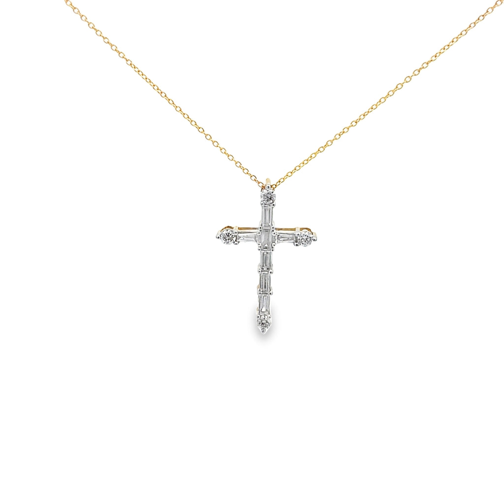 0.50Ctw 14K Yellow Diamond Cross Pendant Necklace 18In