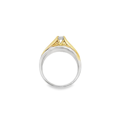0.75Ct 14K Two Tone Gold Diamond Engagement Ring Size 7 3.9Dwt