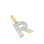 0.55Ctw 10K Yellow Gold Diamond Letter "R" Pendant 1.1Dwt