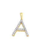 0.07 Ctw 10K Yellow Gold Diamond Large Letter "A" Pendant 0.9Dwt