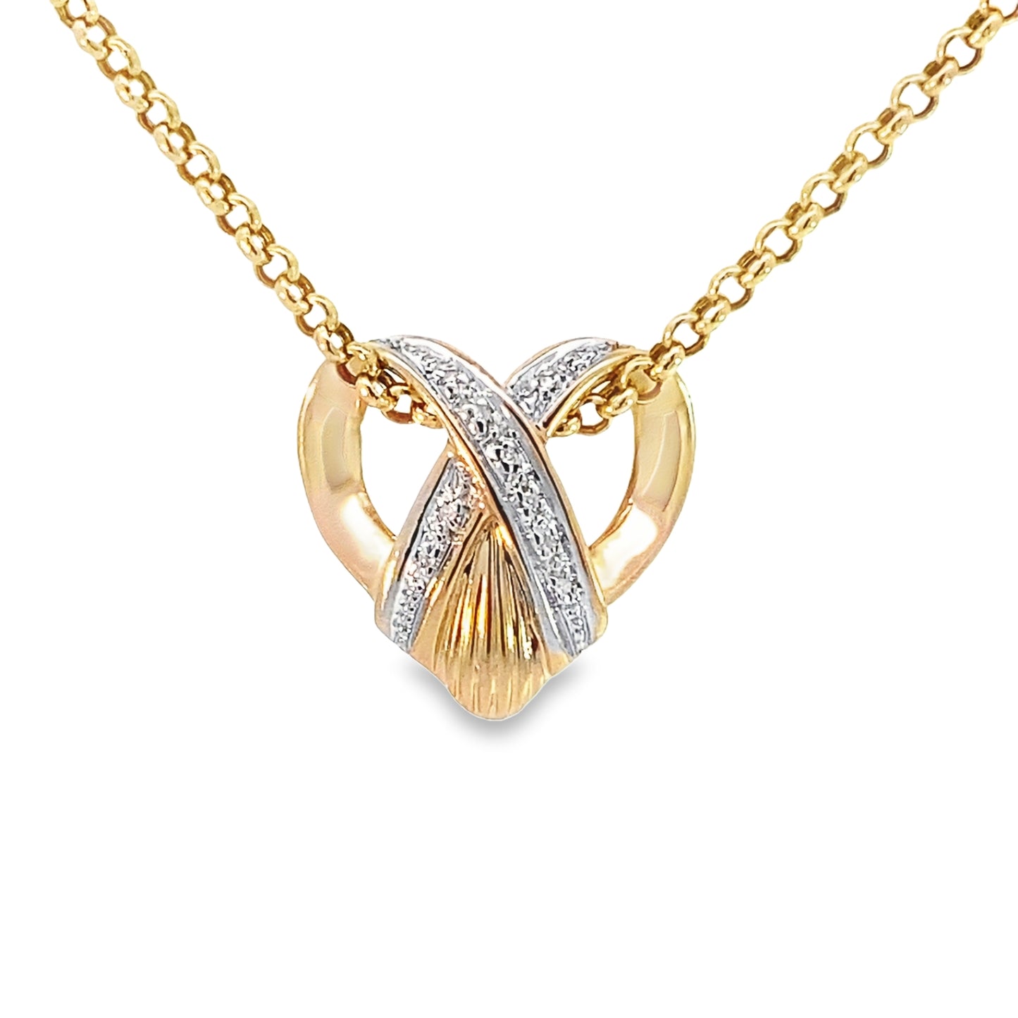 14K Yellow Gold Diamond Heart Pendant 2.8Dwt