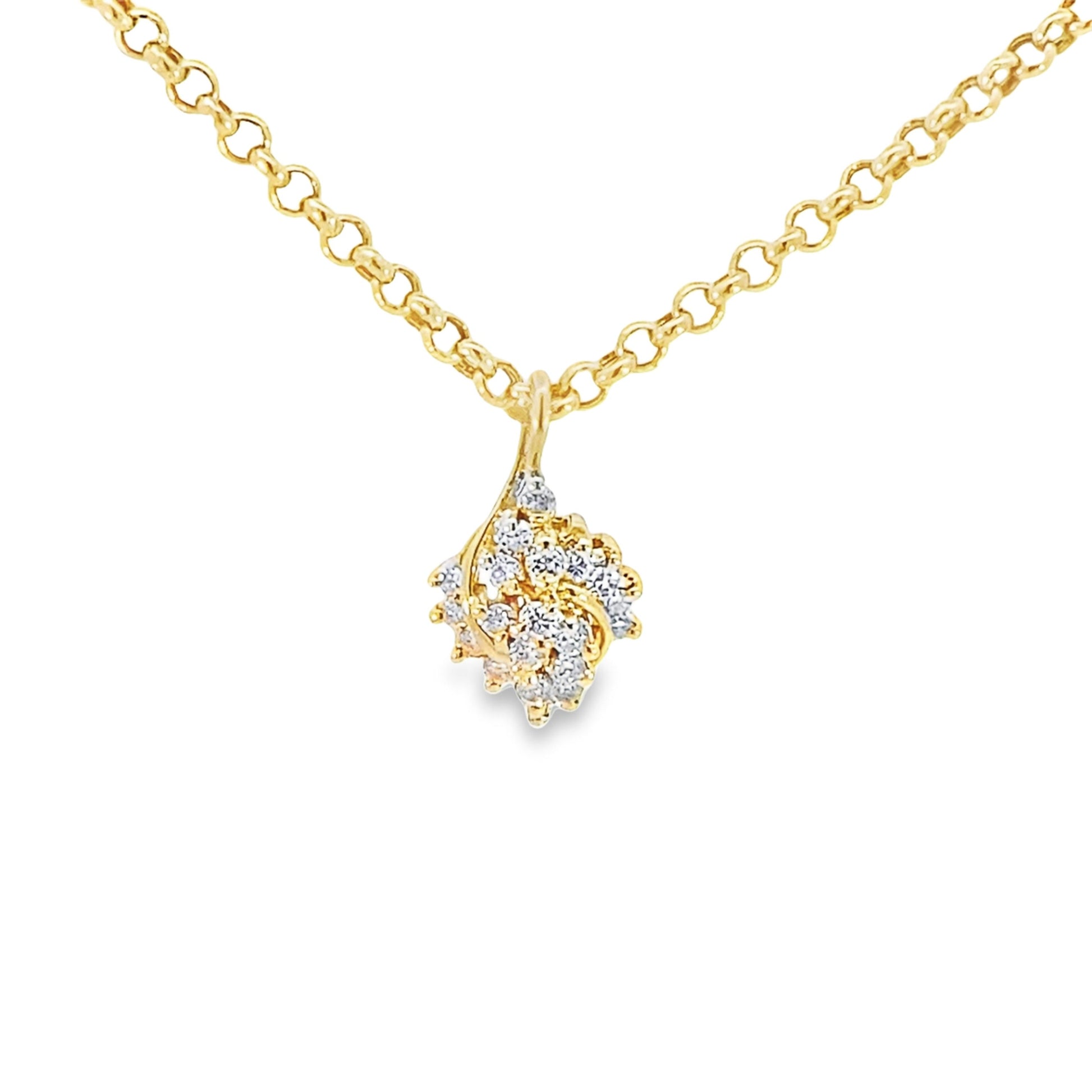 14K Yellow Gold Diamond Leaf Pendant 1.4Dwt