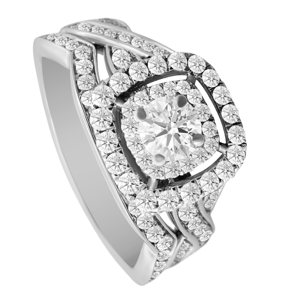 1.00Ctw 14K White Gold Diamond Wedding Set Size 7 3.2Dwt