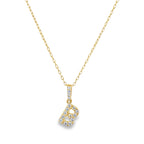 14K Yellow Gold Diamond Letter"B" Necklace 18In 0.9Dwt