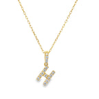14K Yellow Gold Diamond Letter"H" Necklace 18In 0.9Dwt