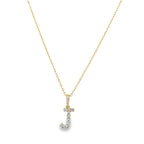 14K Yellow Gold Diamond Letter"J" Necklace 18In 0.9Dwt
